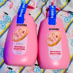 🍰sold🍰 Crumbl X dove collaboration set of 2 hand soaps in strawberry crumb cake
